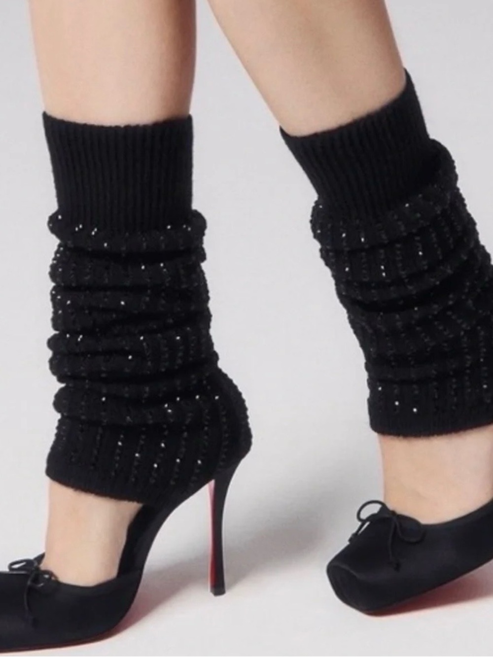 Christian Louboutin Black Sparkle Knit Leg Warmers